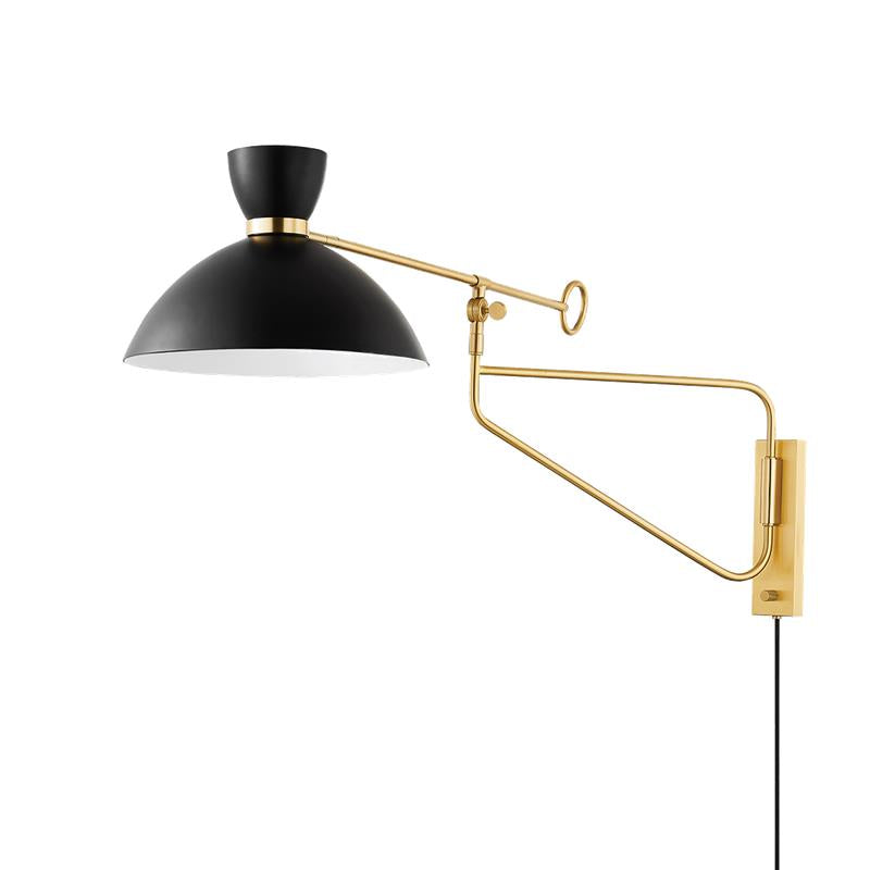 Hudson Valley Cranbrook Plug-in Sconce Aged Brass, Soft Black