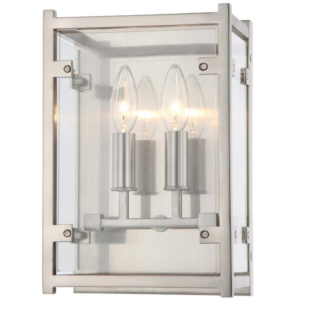 Crystorama Danbury 2 Light Wall Sconce Brushed Nickel