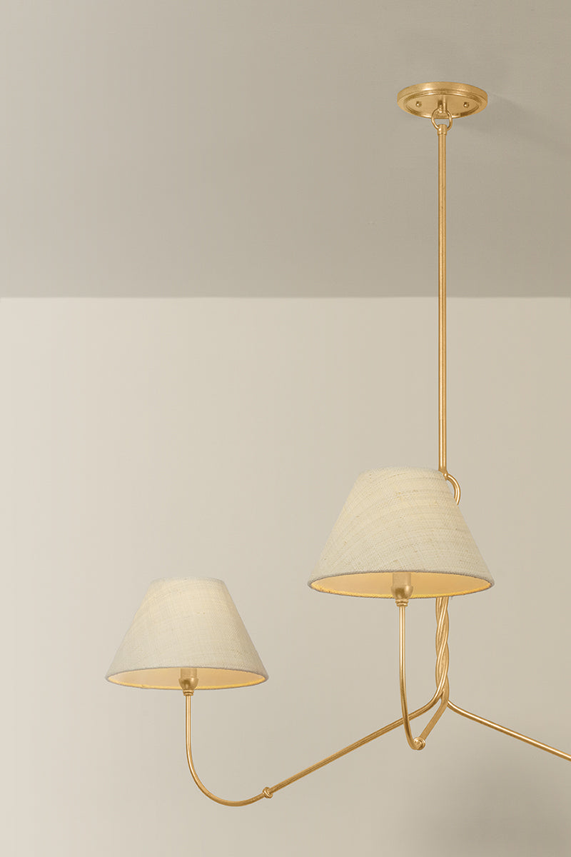 Hudson Valley Dekalb 3-Light Chandelier Vintage Gold Leaf detail view 3