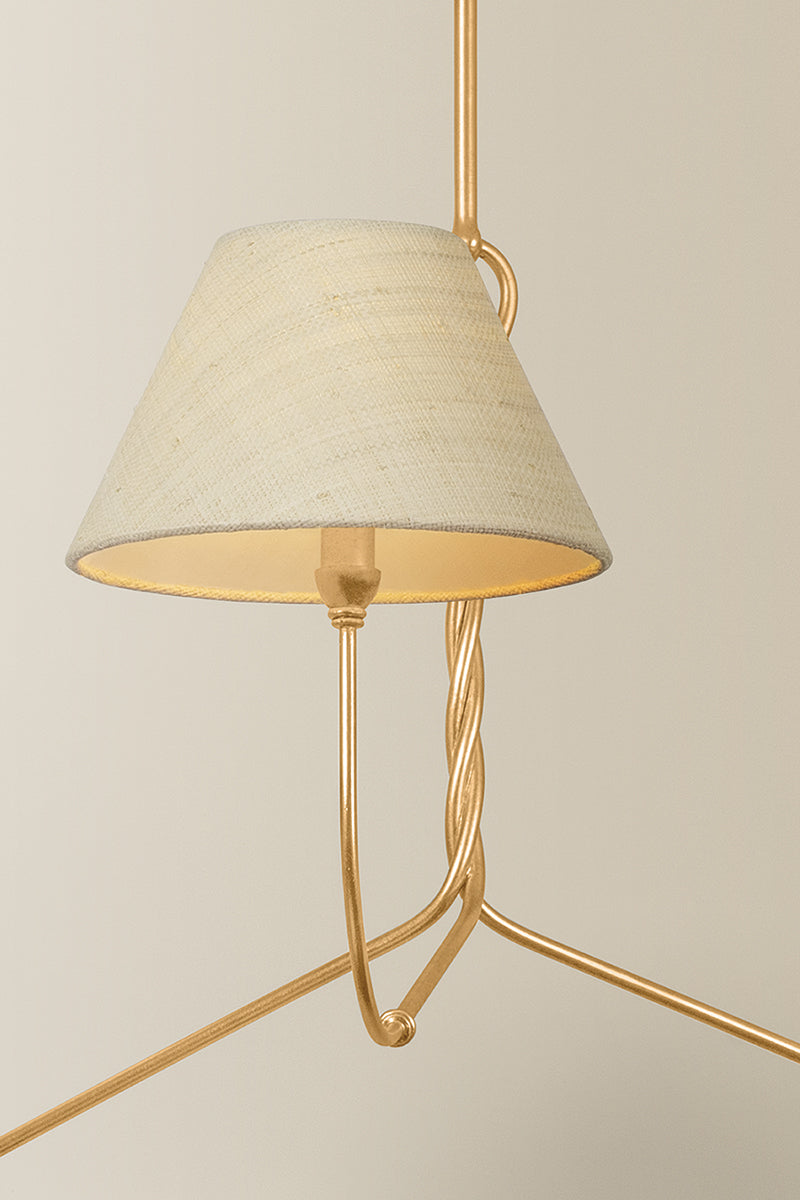Hudson Valley Dekalb 3-Light Chandelier Vintage Gold Leaf detail view 4