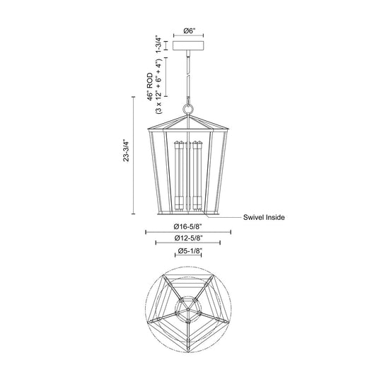 Delphine Pendant, 1-Light, LED, Urban Bronze, 23.75"H PD317122UB
