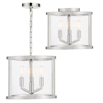 Crystorama Devon Semi Flush Mount Polished Nickel