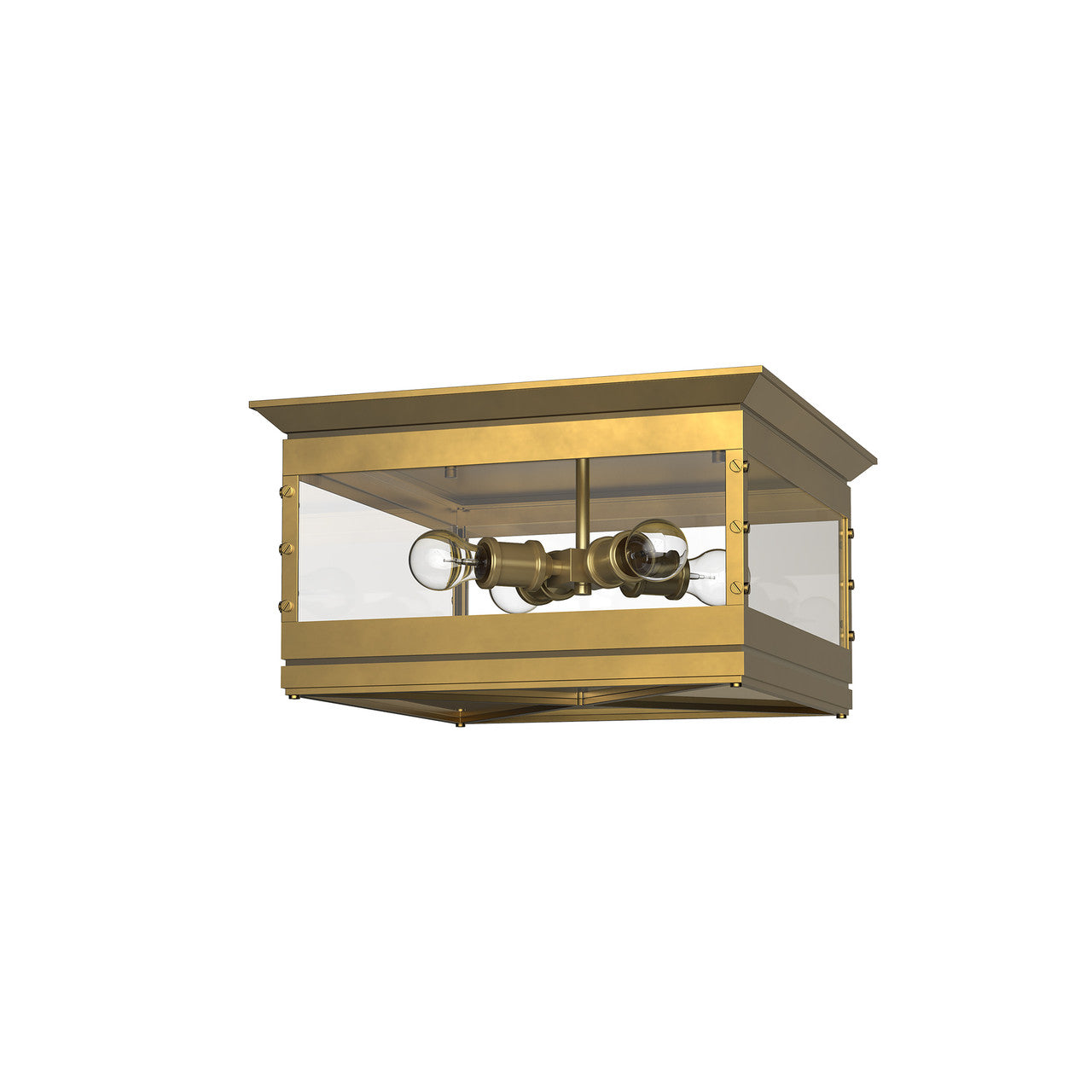 Alora Lighting Douglas Flush Mount, 4-Light, Vintage Brass, 18"W FM351004VB