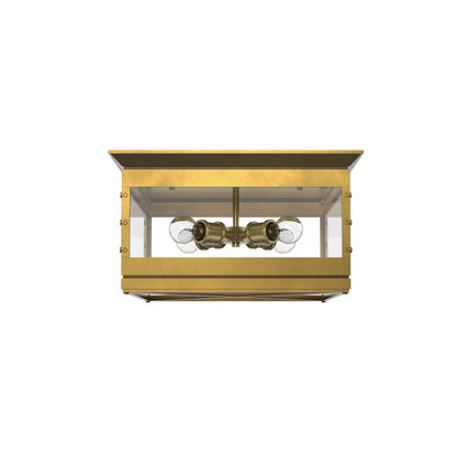 Alora Lighting Douglas Flush Mount, 4-Light, Vintage Brass, 18"W FM351004VB