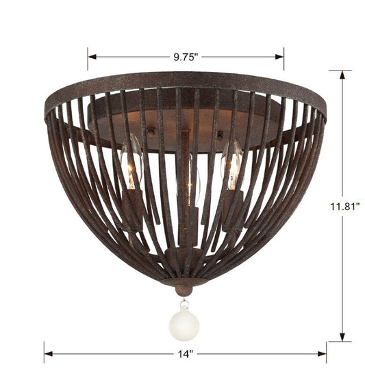 Duval 3 Light Forged Bronze Ceiling Mount