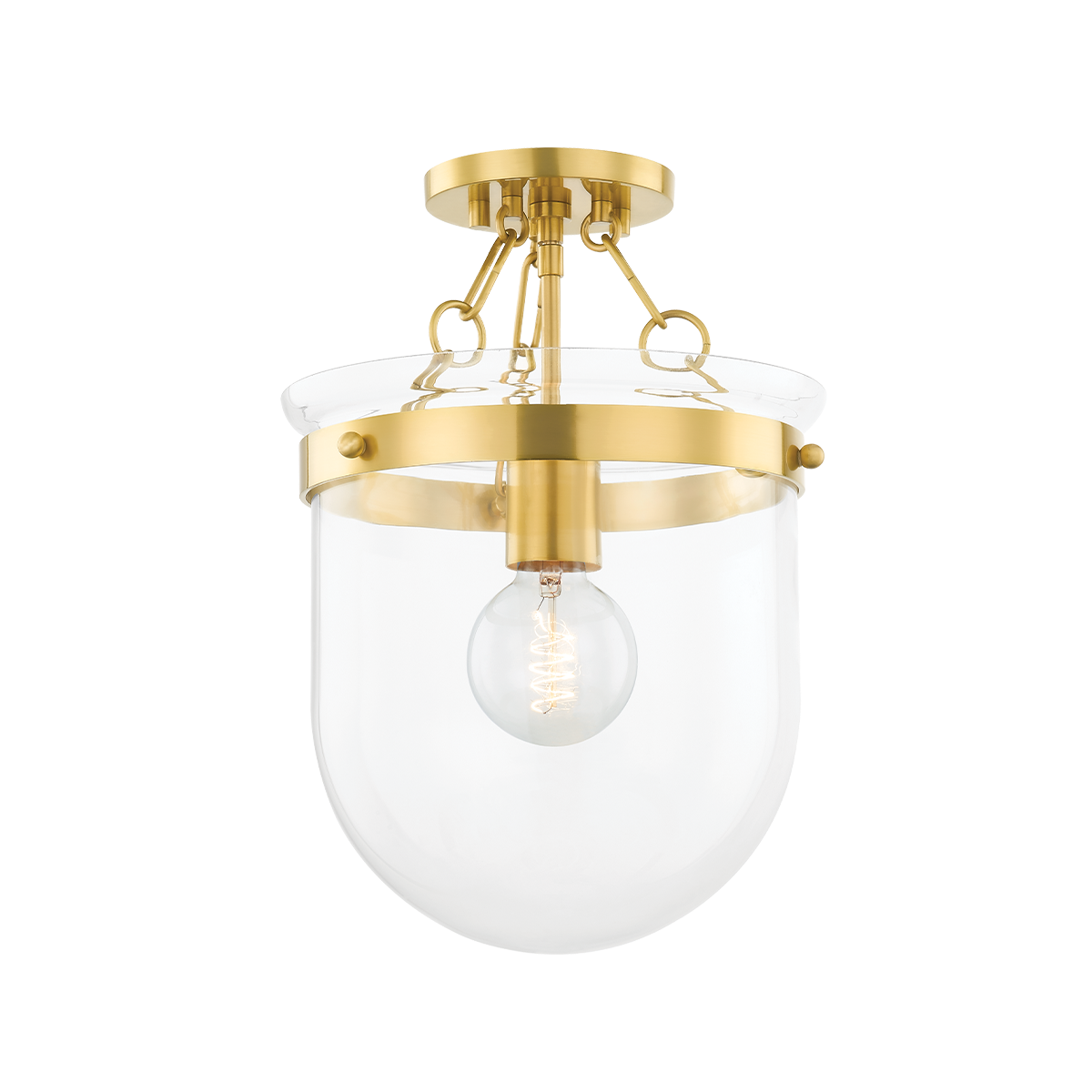 Mitzi by Hudson Valley Lighting Dunbar Semi Flush Aged Brass