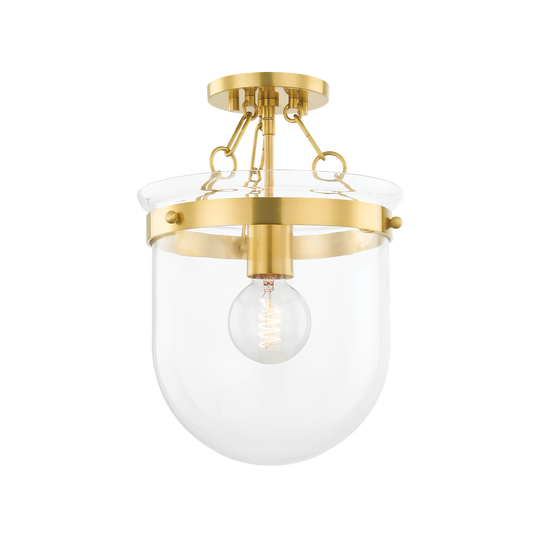 Mitzi by Hudson Valley Lighting Dunbar Semi Flush Aged Brass