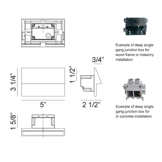 Matteo Lighting Dawn 5" LED Outdoor Step Light – line drawing with dimensions