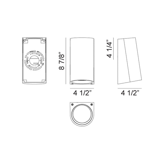 Matteo Lighting Dani 9" LED Outdoor Wall Sconce – line drawing with dimensions