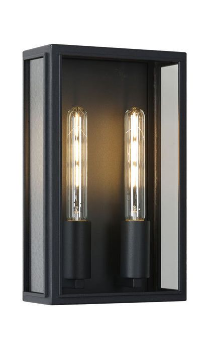 Matteo Lighting Gallagher 14" 2-Light Outdoor Wall Lantern in Matte Black (E21502MB)