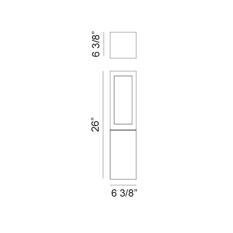 Matteo Lighting Rubex 26" LED Bollard Light – line drawing with dimensions