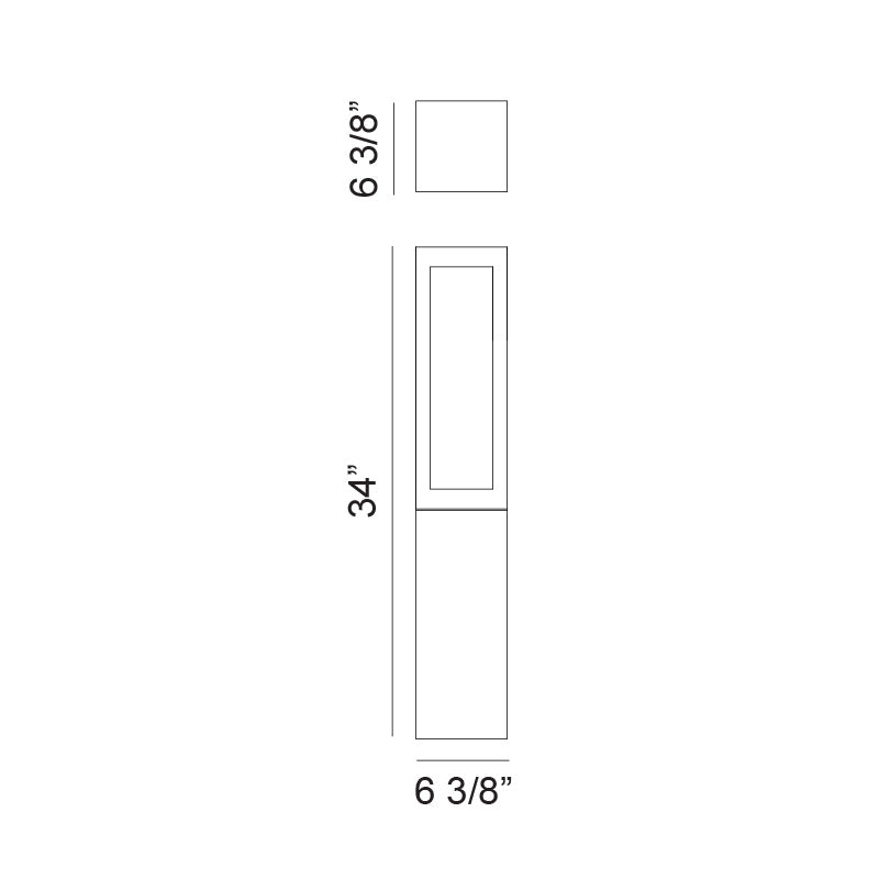 Matteo Lighting Rubex 34" LED Bollard Light – line drawing with dimensions