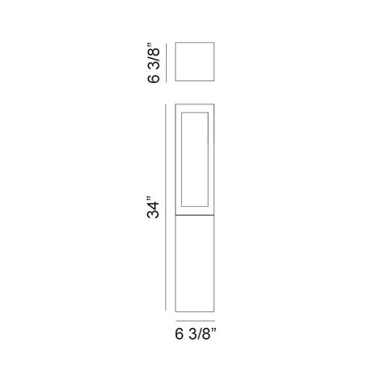 Matteo Lighting Rubex 34" LED Bollard Light – line drawing with dimensions