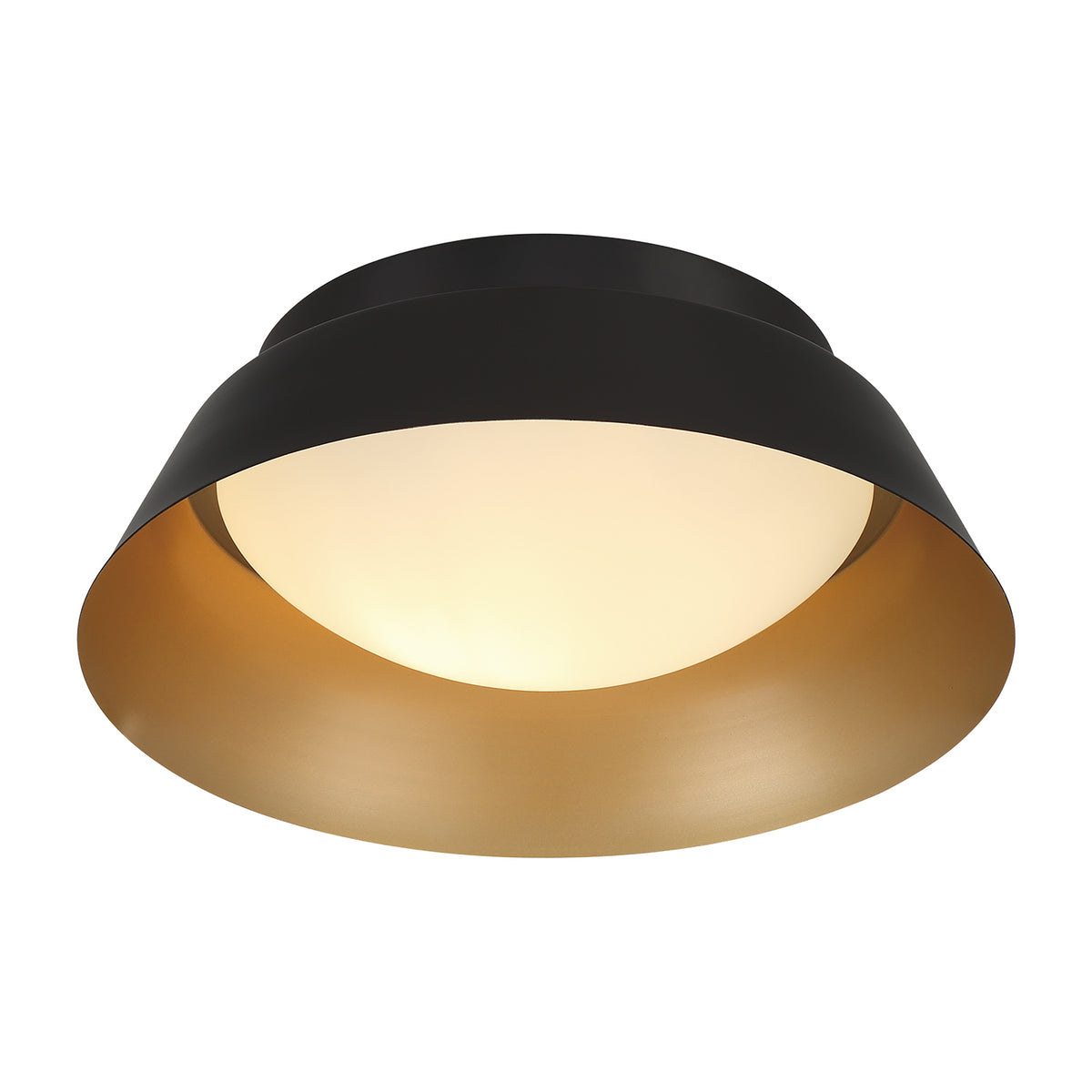 Crystorama Donoven 2-Light Flush Mount Matte Black, Gold - detail