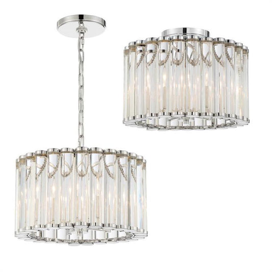 Crystorama Elliot Semi Flush Mount Polished Nickel