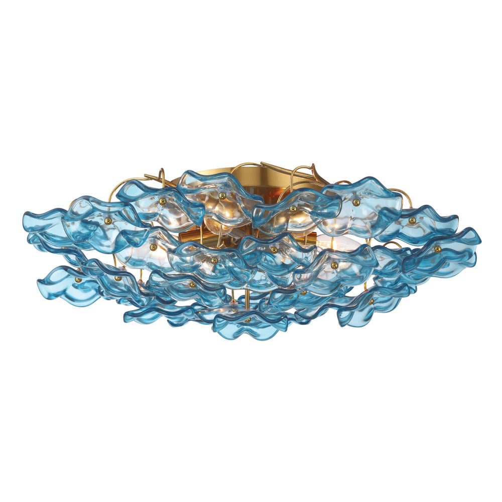 Crystorama Esme 22.5" 6-Light Semi-Flush Mount Blue