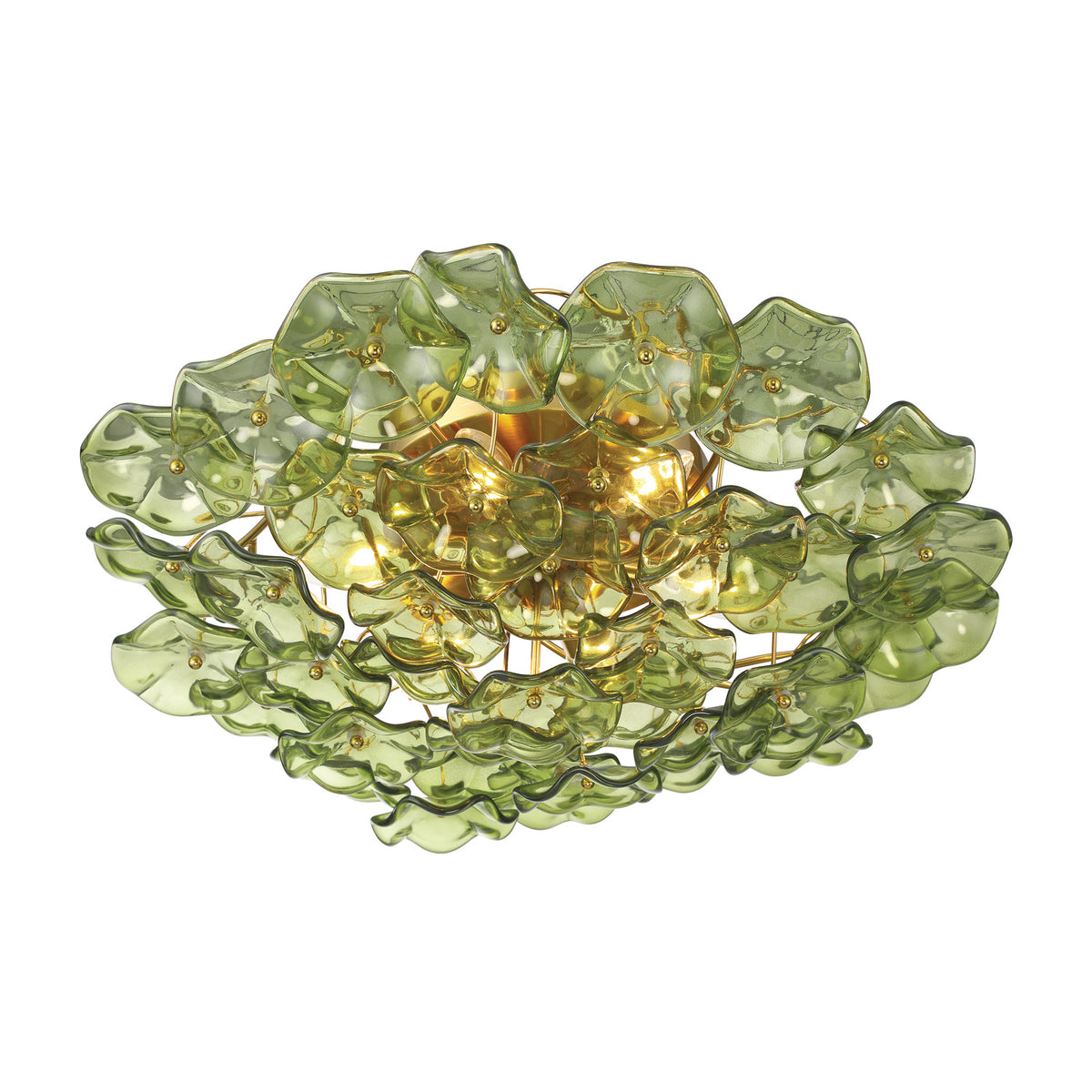Crystorama Esme 22.5" 6-Light Semi-Flush Mount Green - detail