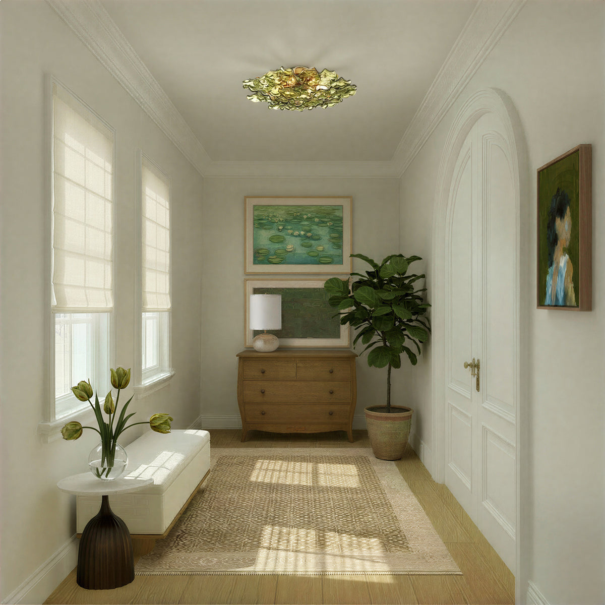 Crystorama Esme 22.5" 6-Light Semi-Flush Mount Green - lifestyle