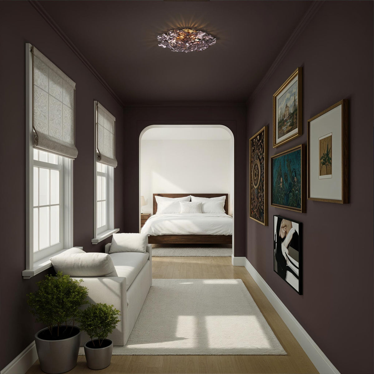 Crystorama Esme 22.5" 6-Light Semi-Flush Mount Smoke - lifestyle