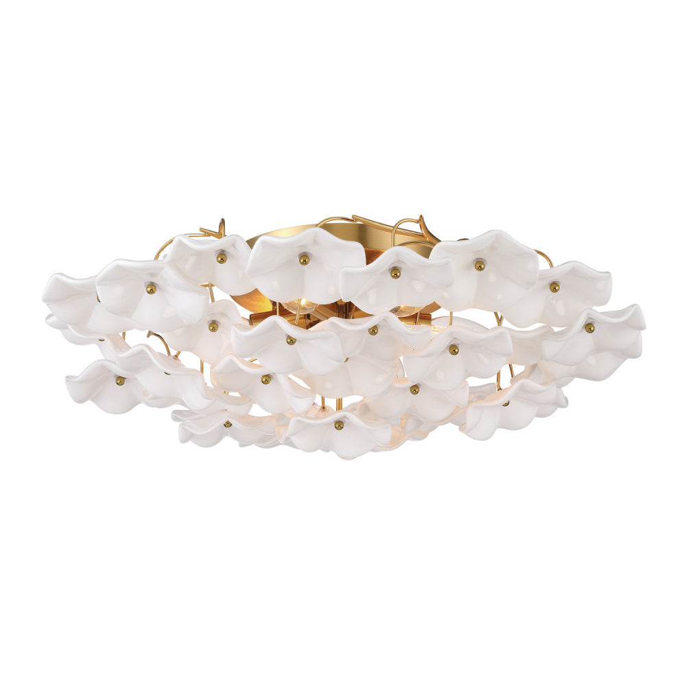 Crystorama Esme 22.5" 6-Light Semi-Flush Mount White