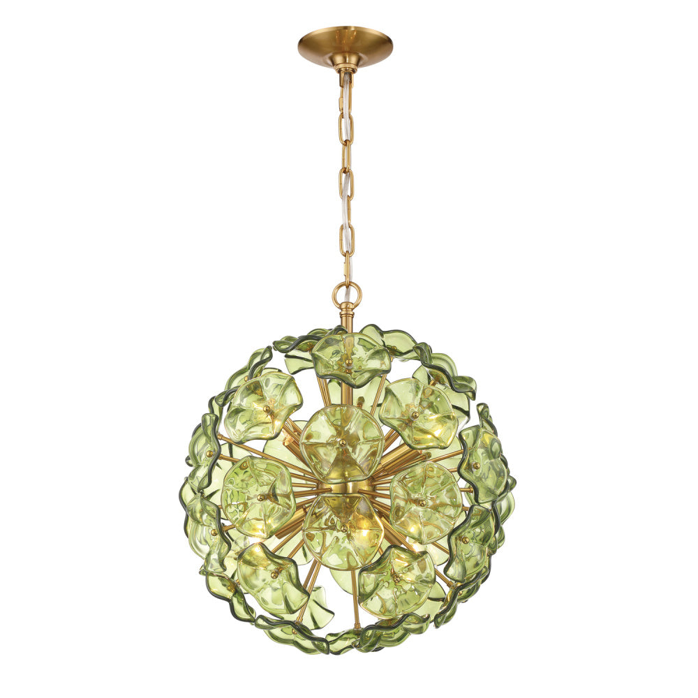 Crystorama Esme 18.25" 6-Light Chandelier Green
