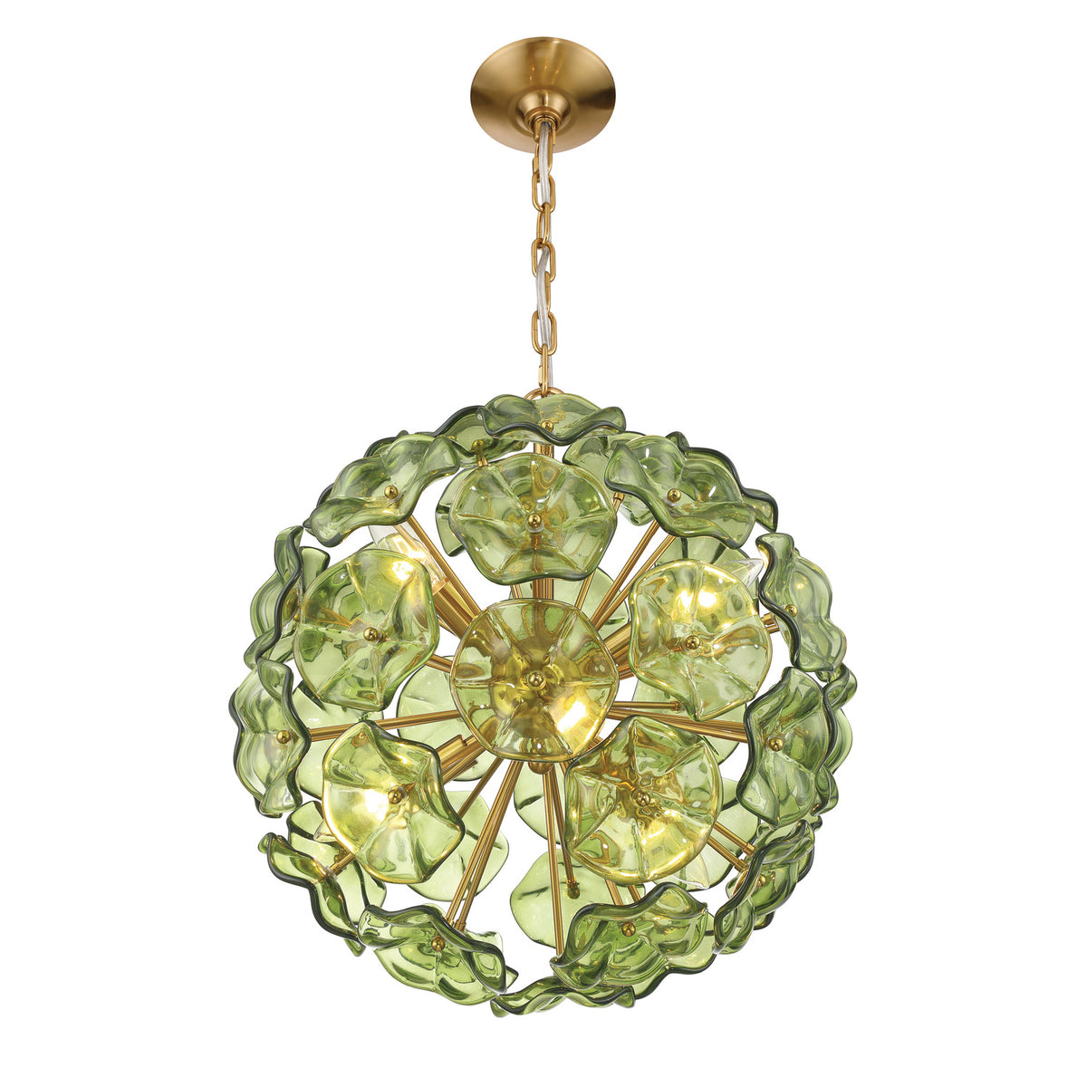 Crystorama Esme 18.25" 6-Light Chandelier Green - detail