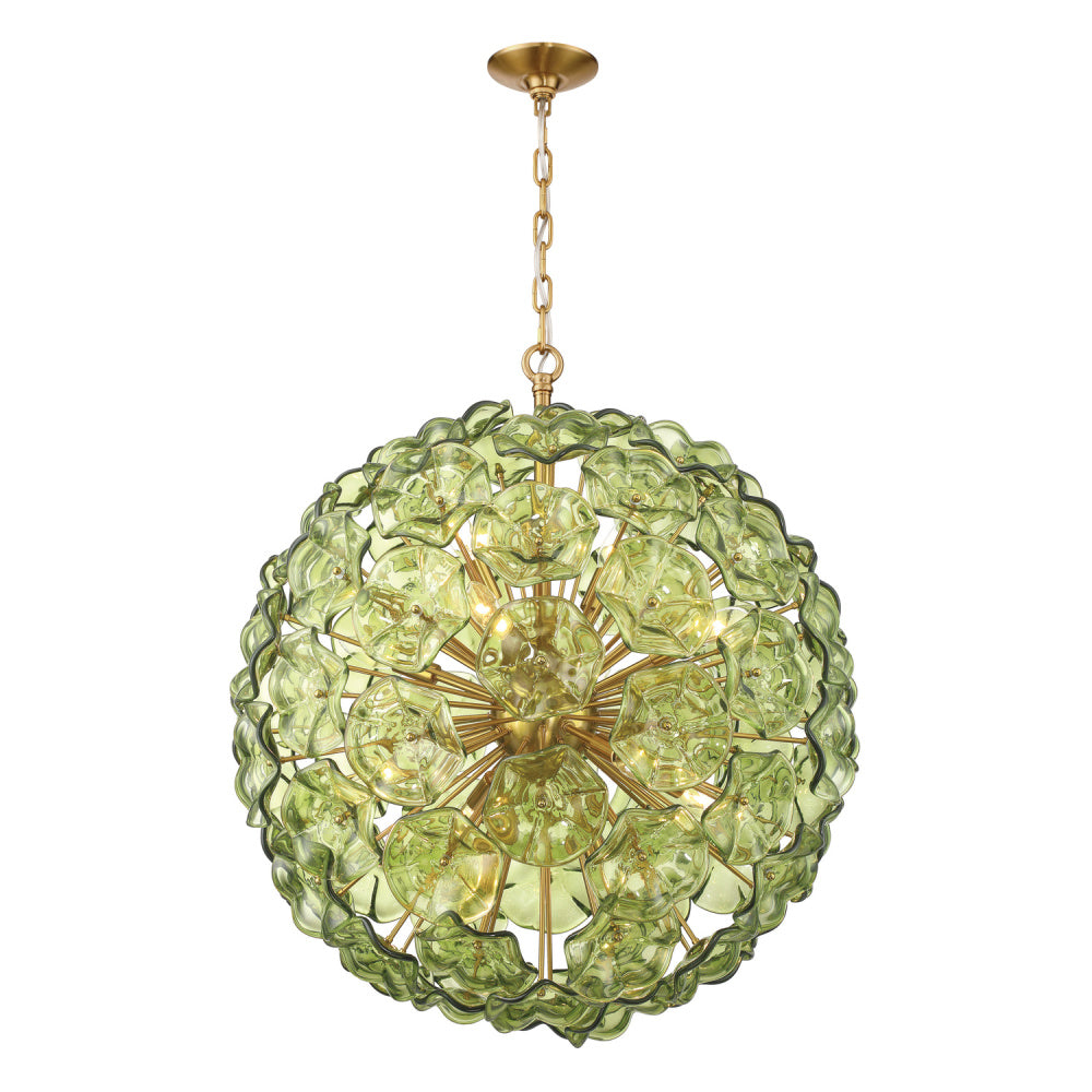 Crystorama Esme 28" 12-Light Chandelier Green