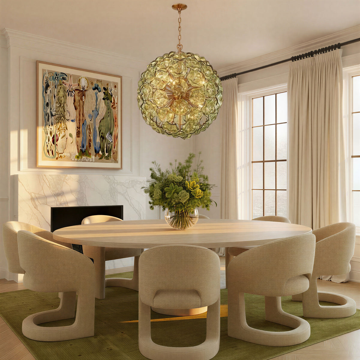 Crystorama Esme 28" 12-Light Chandelier Green - lifestyle