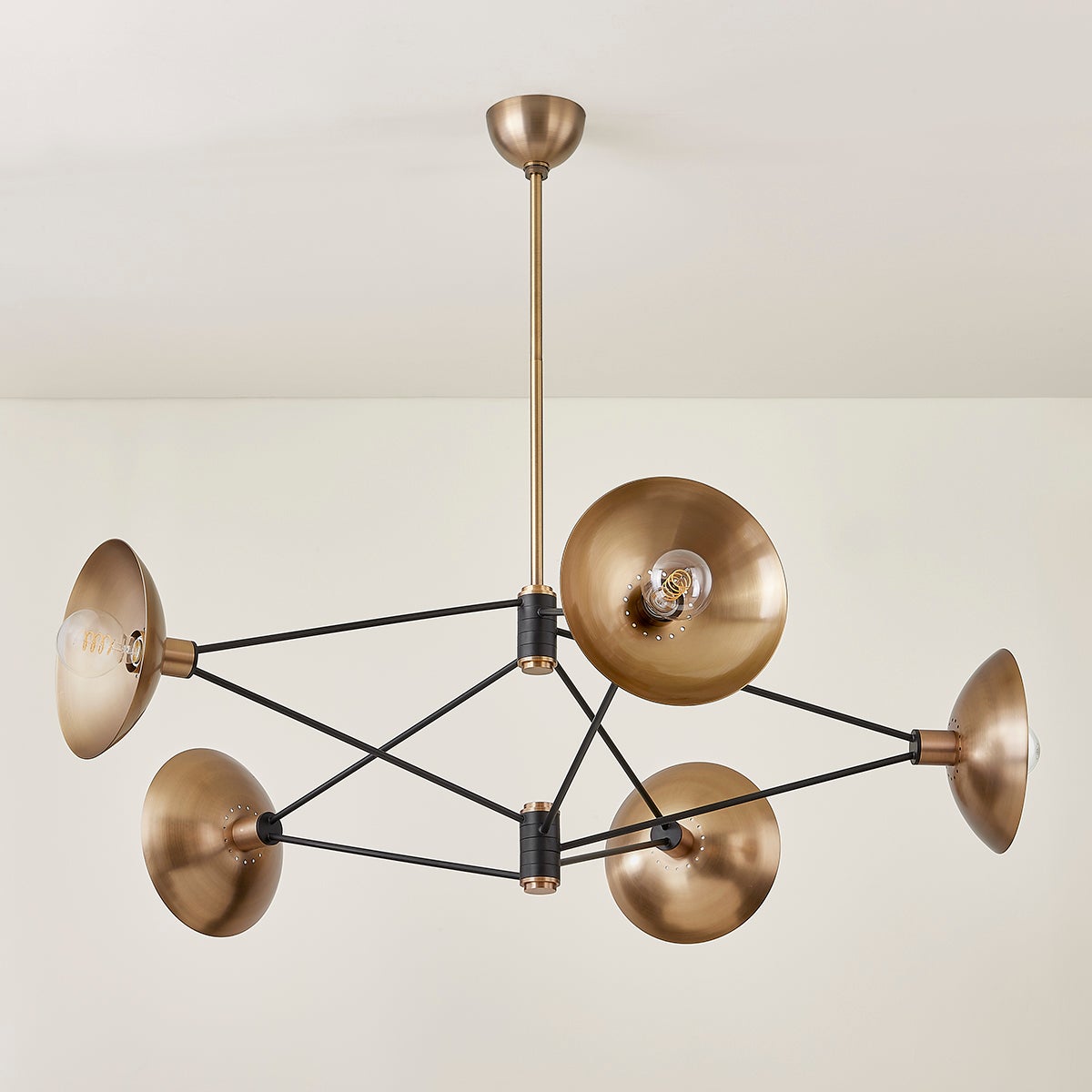 Troy Axel Chandelier Patina Brass / Soft Black Detail 2