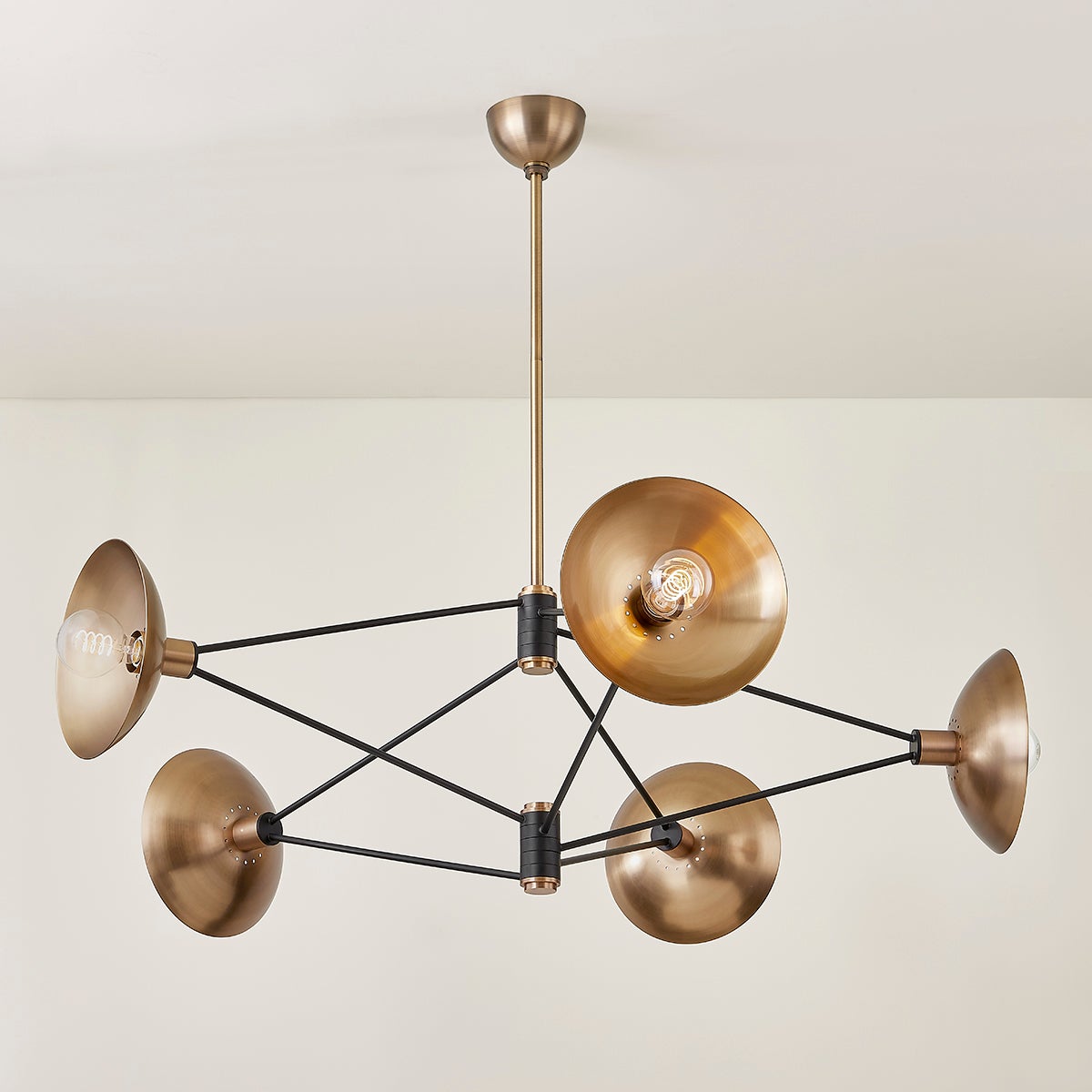Troy Axel Chandelier Patina Brass / Soft Black Detail 3