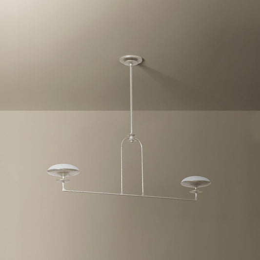 Troy Pacific Linear Chandelier Warm Silver Leaf Detail 1