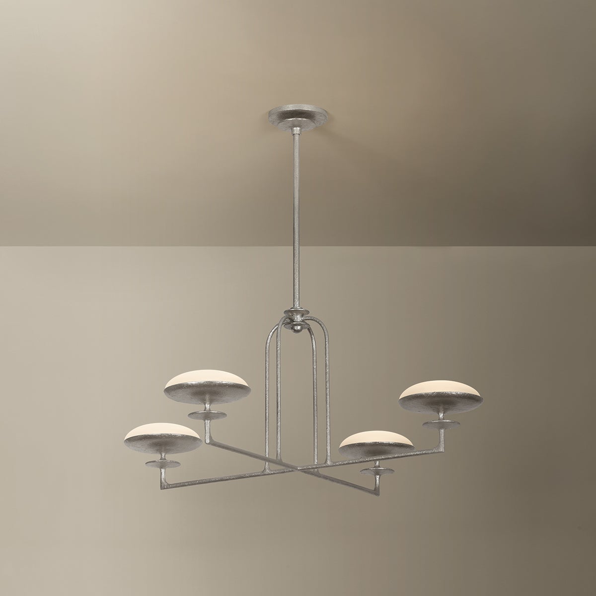 Troy Pacific Chandelier Warm Silver Leaf Detail 3