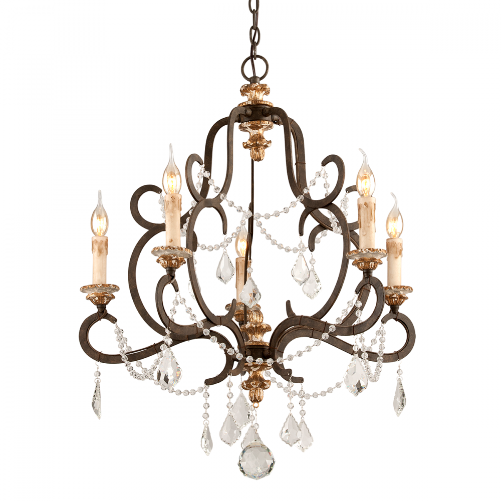 Troy Bordeaux Chandelier Parisian Bronze