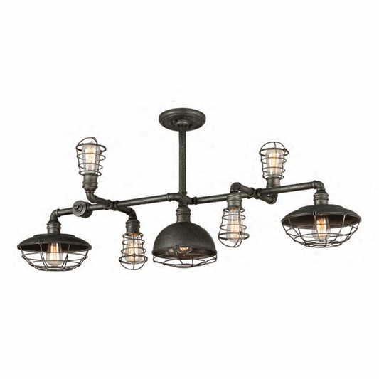 Troy Conduit Linear Chandelier Aged Pewter