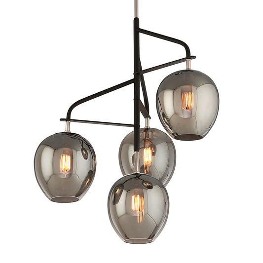 Troy Odyssey Chandelier Textured Black / Polished Nickel