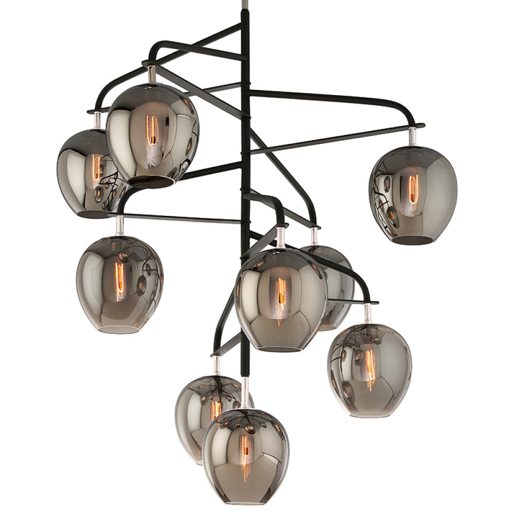Troy Odyssey Chandelier Textured Black / Polished Nickel