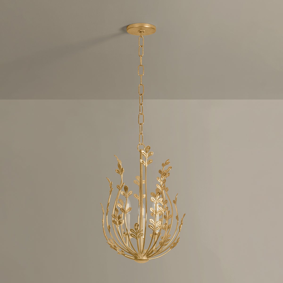 Troy Delmore Chandelier Vintage Gold Leaf Detail 1