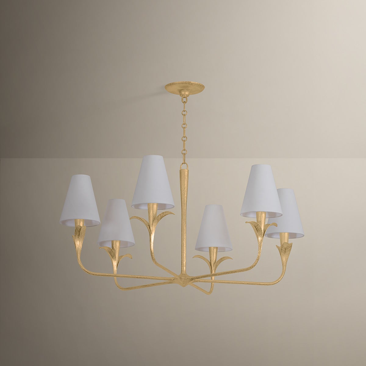 Troy Quill Chandelier Gilded Ivory Detail 2