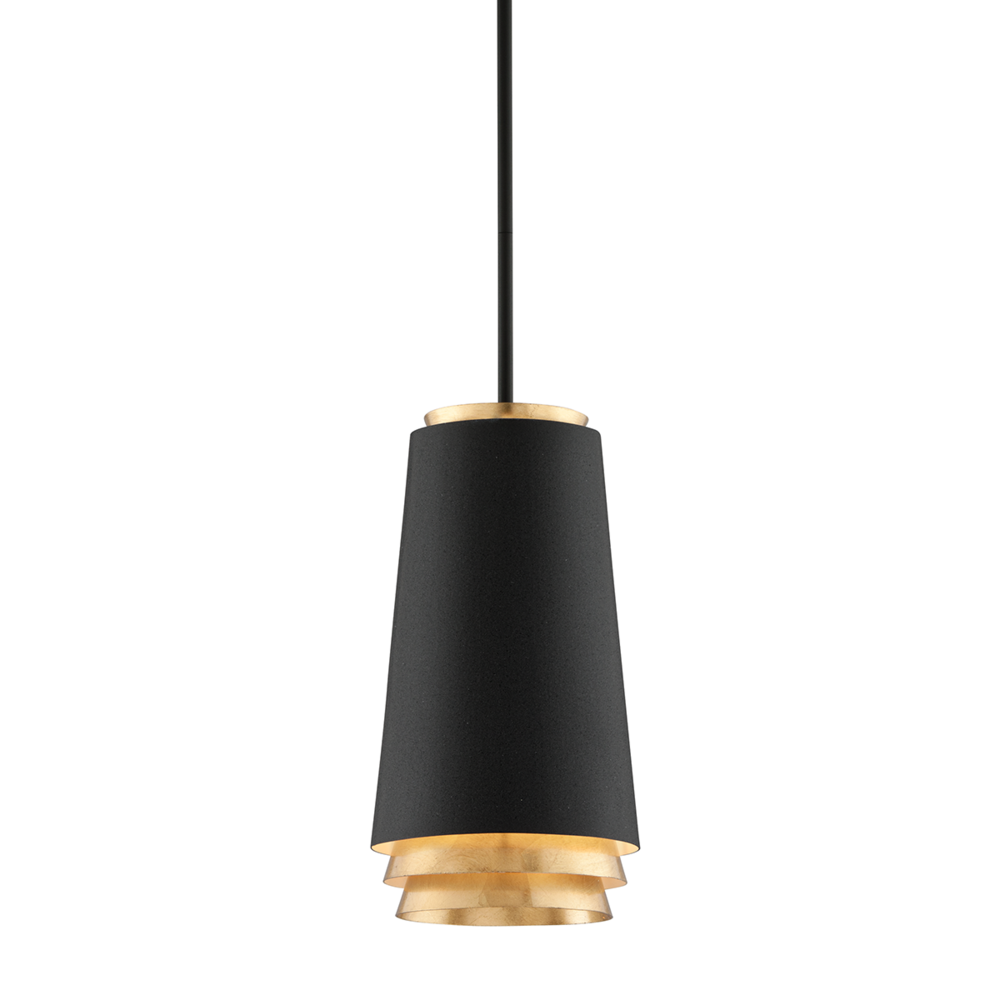 Troy Fahrenheit Pendant Textured Black / Vintage Gold Leaf