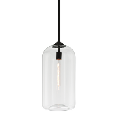 Troy District Pendant Soft Black Clear Glass