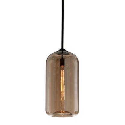 Troy District Pendant Soft Black Topaz Glass