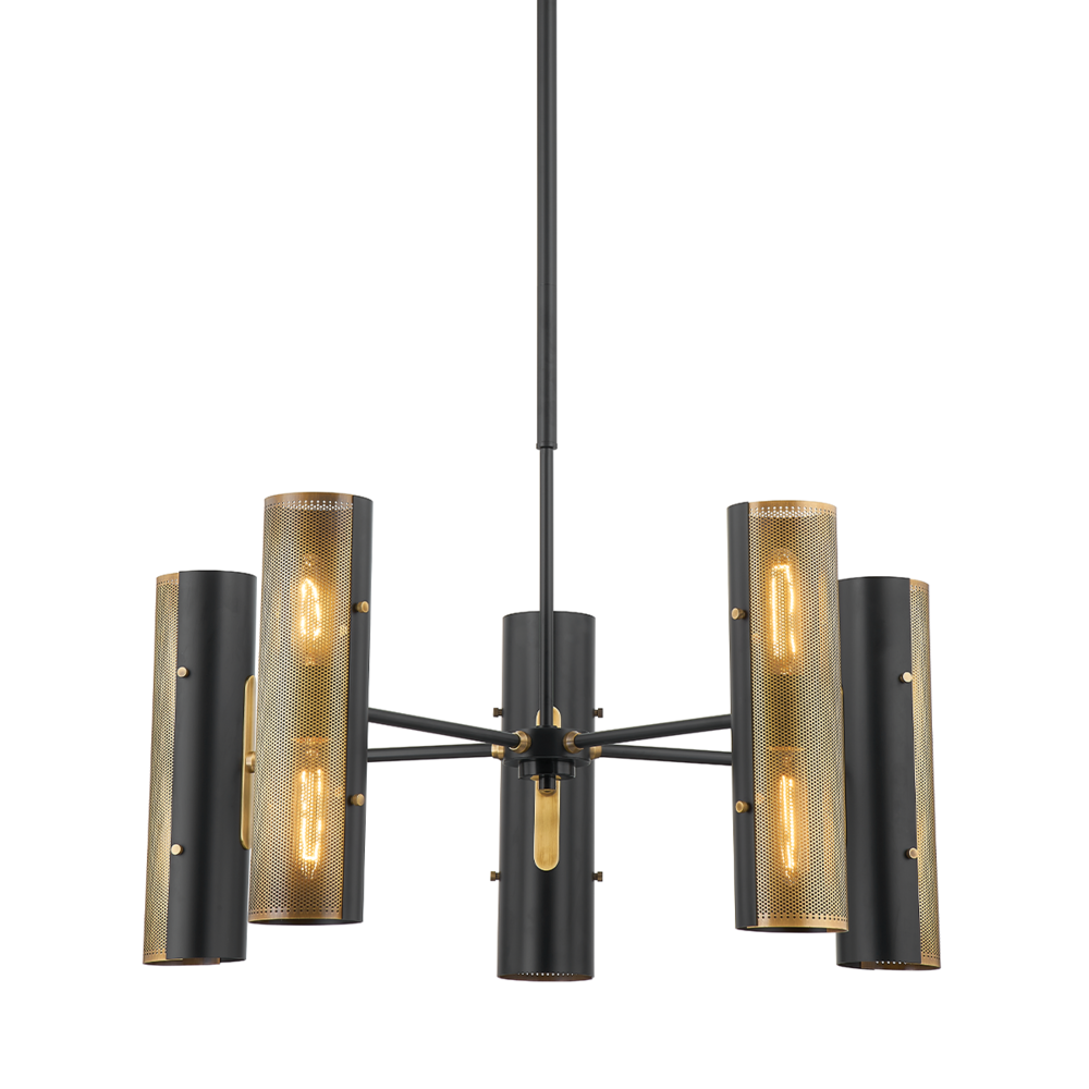 Troy Mikka Chandelier Patina Brass / Soft Black
