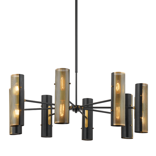 Troy Mikka Chandelier Patina Brass / Soft Black