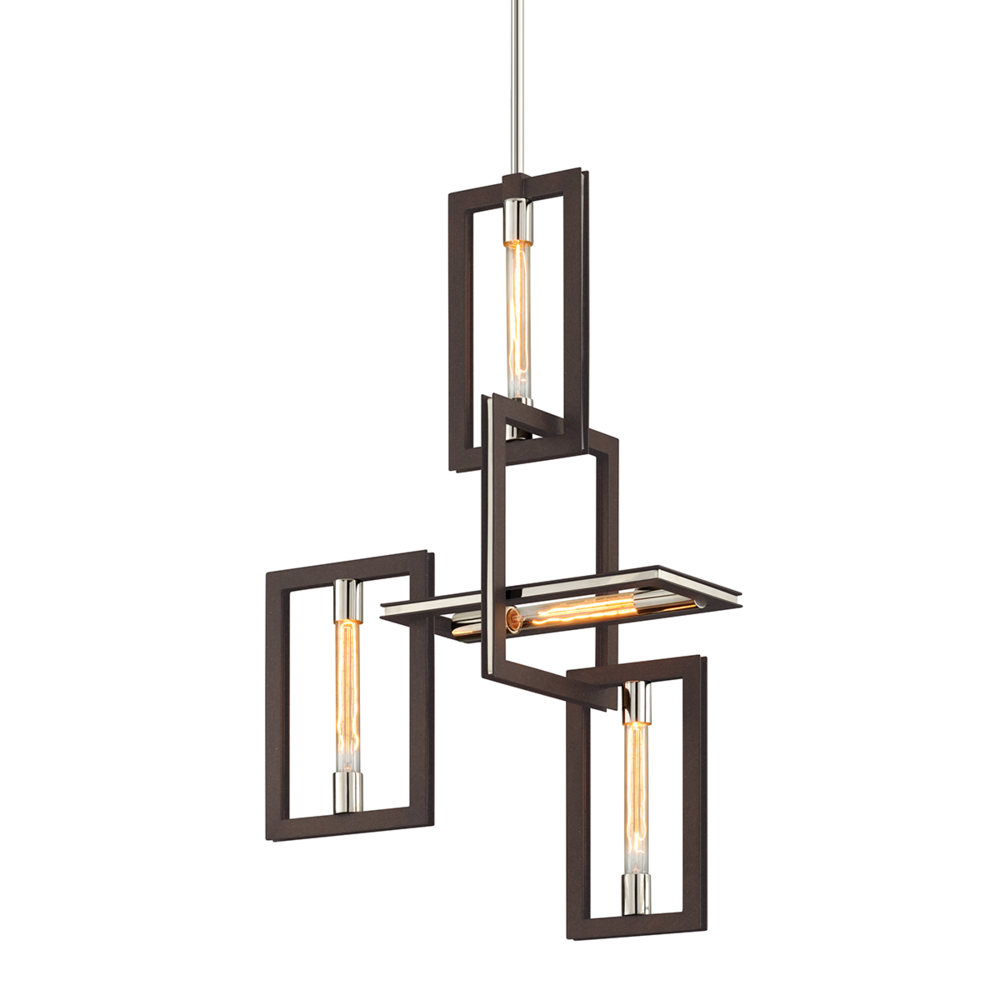 Troy Enigma Chandelier Textured Bronze / Stainless Steel