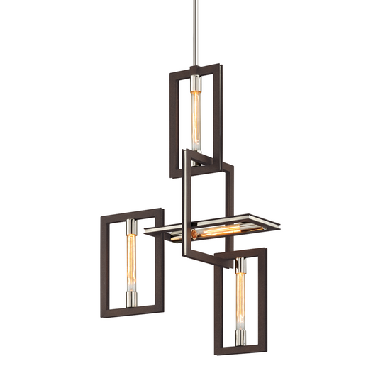 Troy Enigma Chandelier Textured Bronze / Stainless Steel