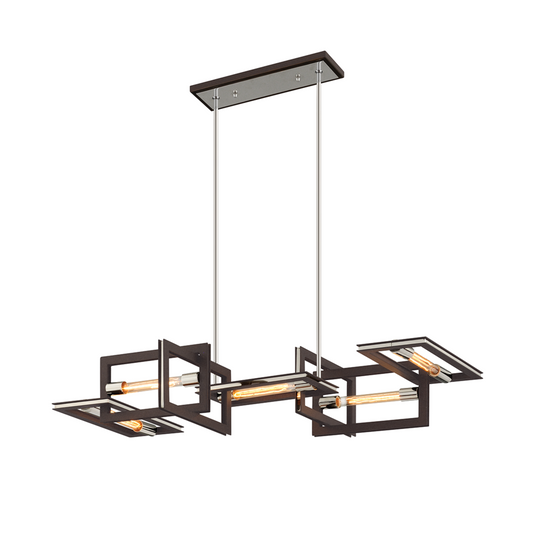 Troy Enigma Linear Chandelier Textured Bronze / Stainless Steel