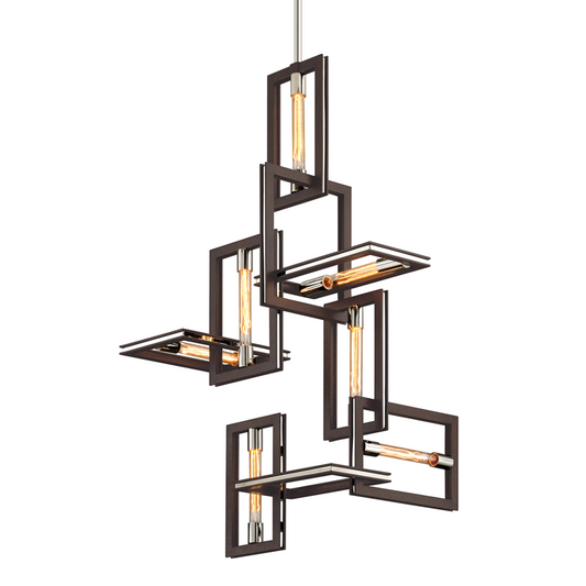 Troy Enigma Chandelier Textured Bronze / Stainless Steel