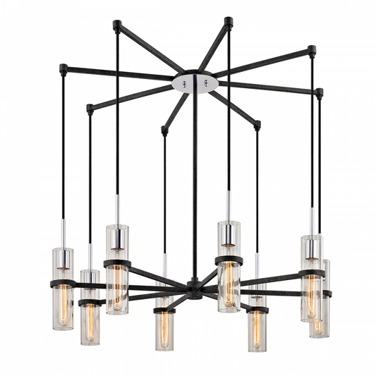 Troy Xavier Chandelier Textured Iron / Polished Chrome