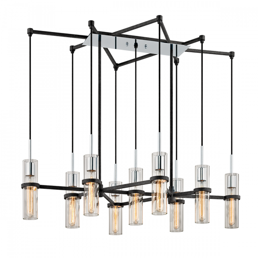 Troy Xavier Linear Chandelier Textured Iron / Polished Chrome
