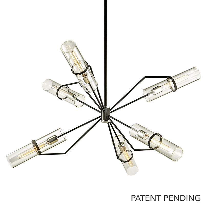 Troy Raef Chandelier Textured Black / Polished Nickel